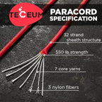 TECEUM 5/32" Paracord Rope 1000 – 1000ft / 200ft / 100ft / 50ft – Tactical Parachute Cord 4mm – 45+ Colors – Nylon String for Survival & Camping Gear – Stripe Cord for Survival – Utility Rope