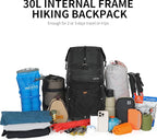 Hiking Backpack for Men and Women, 30L Waterproof Camping Backpack with 3L Water Bladder and Rain Cover, Lightweight Outdoor Sport Travel Daypack Rucksack for Climbing Cycling (Black)