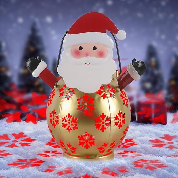 Santa Claus Solar Christmas Decorations with Decorative Hollow Snowflake Design Christmas Solar Lanterns Outdoor Waterproof for Hanging Ouside