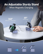 BENFEI 3-in-1 Foldable MagSafe Charger Stand,Wireless Charging Station for iPhone 16/15/14/13/12 Series, Apple Watch & AirPods | Compact Cube Design | Includes 33W Power Adapter