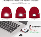 ATNKE LED Lighted Beanie Hat,USB Rechargeable 4 LED Running Headlamp Bright Cap with The Light Gifts for Men and Women