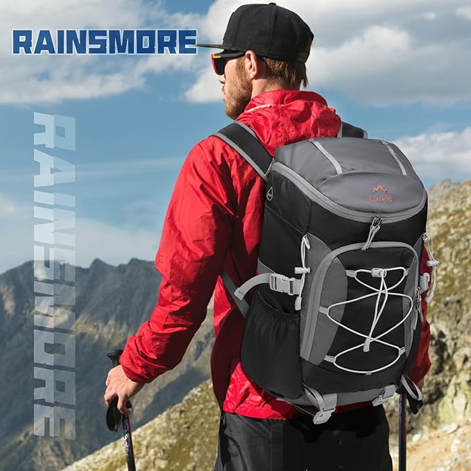 RAINSMORE Foldable Hiking Backpack for Women Men Packable Camping Backpack 40L Waterproof Hiking Daypack Bag Lightweight Collapsible Daypack for Travel Trekking Mountaineering Large Capacity Black