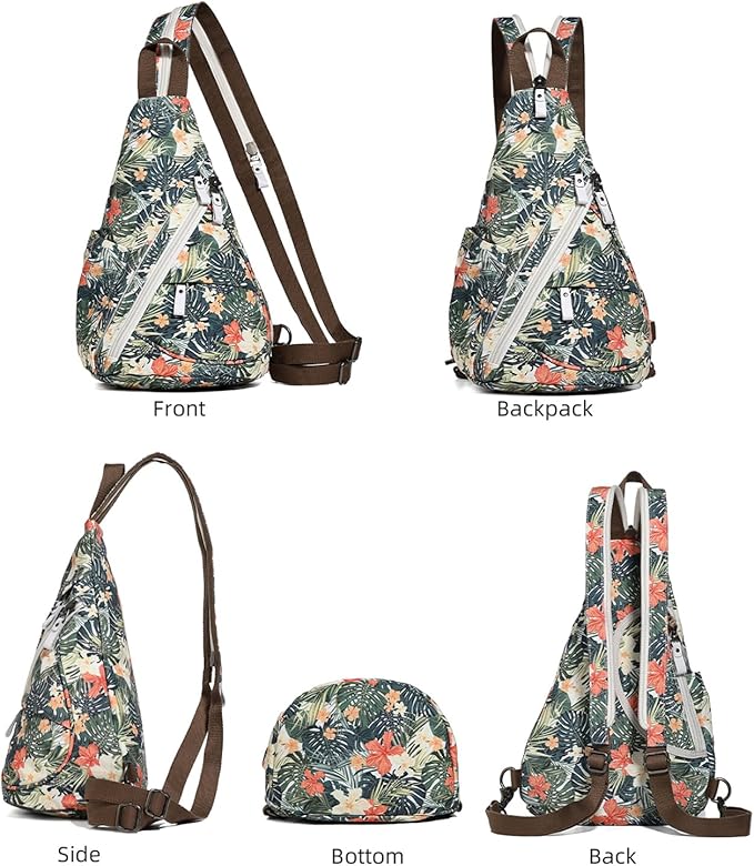 KL928 Canvas Sling Bag - Small Crossbody Backpack Shoulder Casual Daypack Rucksack for Men Women