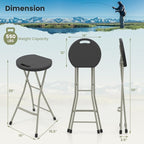Goplus Folding Stool, 2 Pack 28 Inch Foldable Camping Seat for Adults with 550 lb Capacity, Portable Plastic Fold up Round Stool with Handle for Fishing Hiking Gardening BBQ