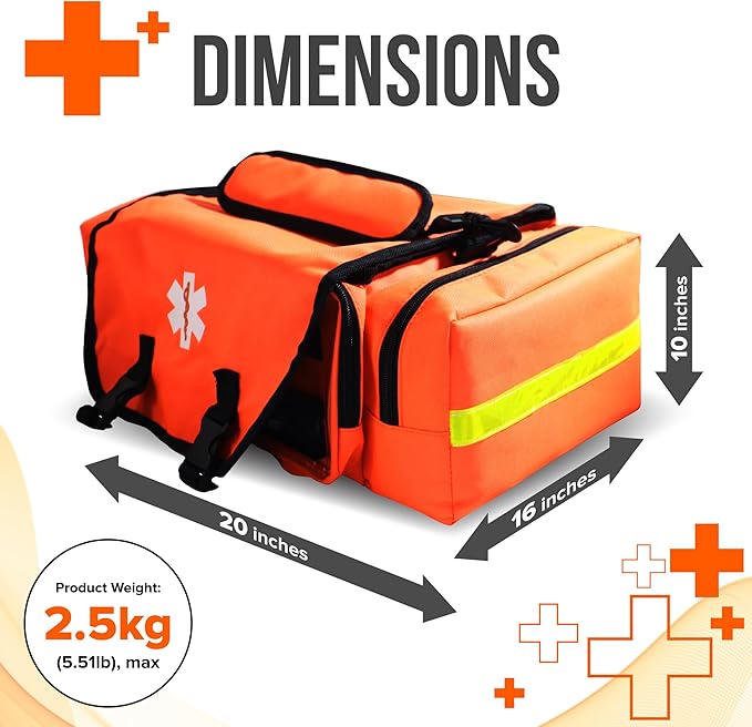 JJ CARE Trauma Bag (287 pcs), Fully Stocked EMT Medical Bag for Professionals, First Aid Emergency Medical Kit, First Responder Kit Essentials with Organizer Pouch