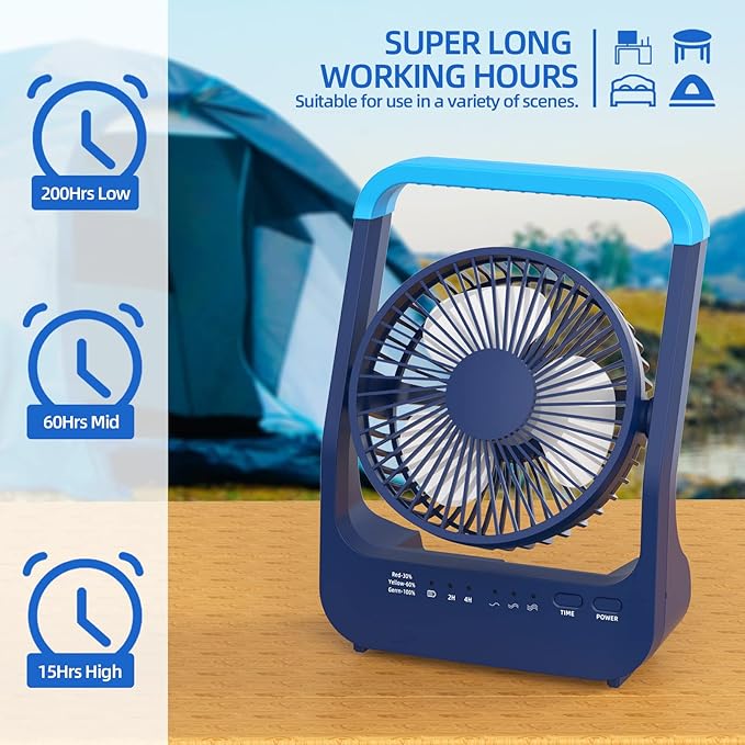 Rechargeable Battery Powered Fan, 20000 mAh Personal Desk Fan, Portable USB Table Fan, Timer Off Quiet Desk Fan,Long Working Time, Desktop Fan for Study,Bedroom,Office,Camping