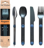 FULL WINDSOR - MAGWARE Magnetic Camping Cutlery Set - Travel Utensils for Camping, Cooking, and Outdoor Dining - Knife, Fork & Spoon - Portable Silverware with Pouch - Blue (3 PCS)