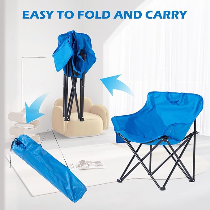 ZONEMEL Portable Sauna Chair, Fast Folding Oxford Fabric Reinforced Chair, with Pockets and Carry Bag, Suitable for Sauna, Fishing, and Picnics (Blue)