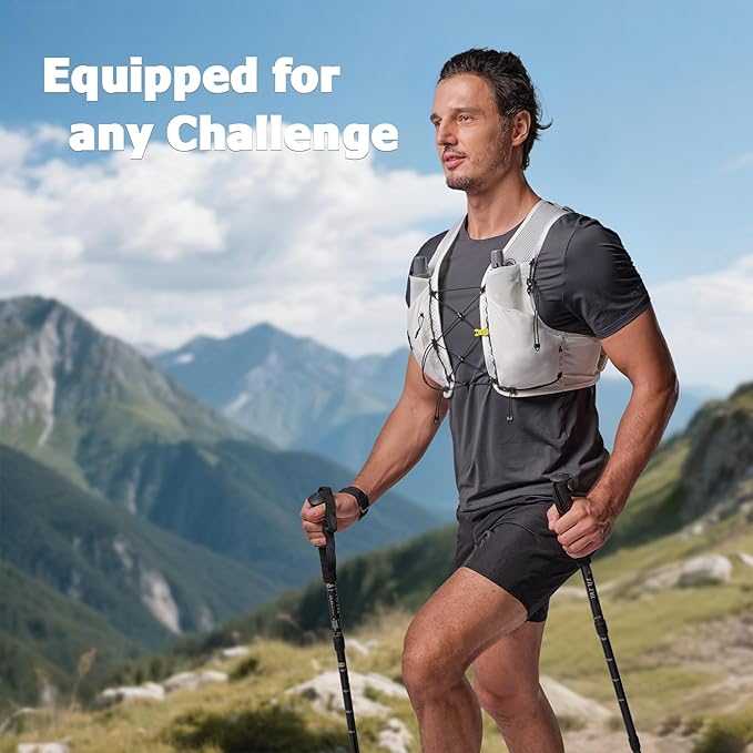 Running Hydration Vest for Women Men, Lightweight Water Vest with 2 TPU 250ML Soft Flask, Adjustable Chest Straps Runners Vest for Trial Hiking Cycling Jogging Marathon