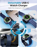 EGV Wireless Charger for Samsung – 3 in 1 Wireless Charging Station for Galaxy S25 Ultra S24 S23, Z Fold Flip 7/6, Detachable Watch Charger for Galaxy Ultra 8/7/6, Foldable, Fast Charging, No Adapter