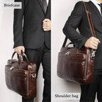 Augus Leather Messenger Bag for Men Vintage Travel Backpack 17 inch laptop Briefcase Shoulder Bags
