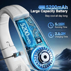Portable Neck Fan - 8400 RPM Enlarged Turbo Airflow - 5200mAh Personal Rechargeable Cooling Wearable Fan - Max 16H, 4 Speeds, Foldable, LED Display - Great Gifts for Men Women - 2nd Gen White