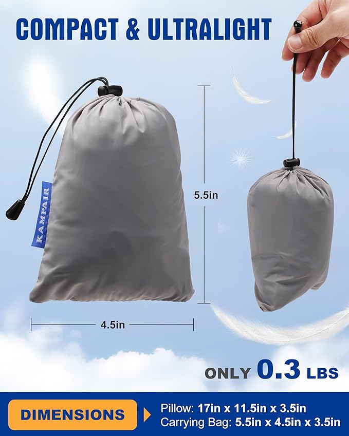 Ultralight Inflatable Camping Pillow for Sleeping – Soft Velvet Cover, Compact & Portable, Ergonomic Neck Support, Machine Washable Air Pillow, Perfect for Travel, Hiking, Backpacking – Green