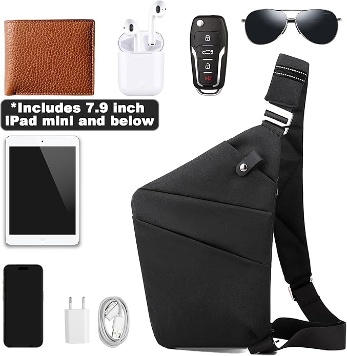 Anti Theft Travel Bag, One Shoulder Large Capacity Cross-body Bag Chest Fashion Lightweight Sling Bags for Travel Sports