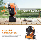 Camping LED Fan with Light, 20000mAh Rechargeable Battery Powered Outdoor Tent Fan with Light and Hook, 4 Speed, Personal USB Desk Fan for Camping, Fishing, Power Outage,Hurricane, Worksite