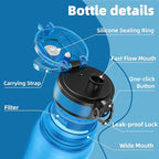 OLDLEY 32 oz Water Bottle, Motivational Water Bottle with Time Marker, Sports Water Bottle With Strap, Leakproof & BPA Free Large Water Bottles for School, Gym, Travel, Outdoor, Tritan,Blue&Purple