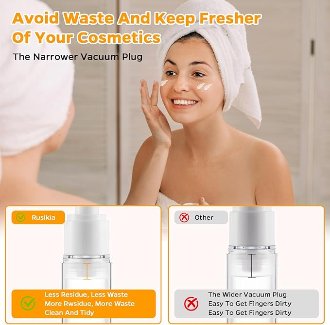 13 Pack Travel Size Containers, 1.7/1/0.5oz Clear Airless Pump Bottles, Makeup Containers, TSA Approved Skincare Empty Travel Bottles Leak Proof Refillable Jars for Toiletries, Lotion, Liquid, Cream