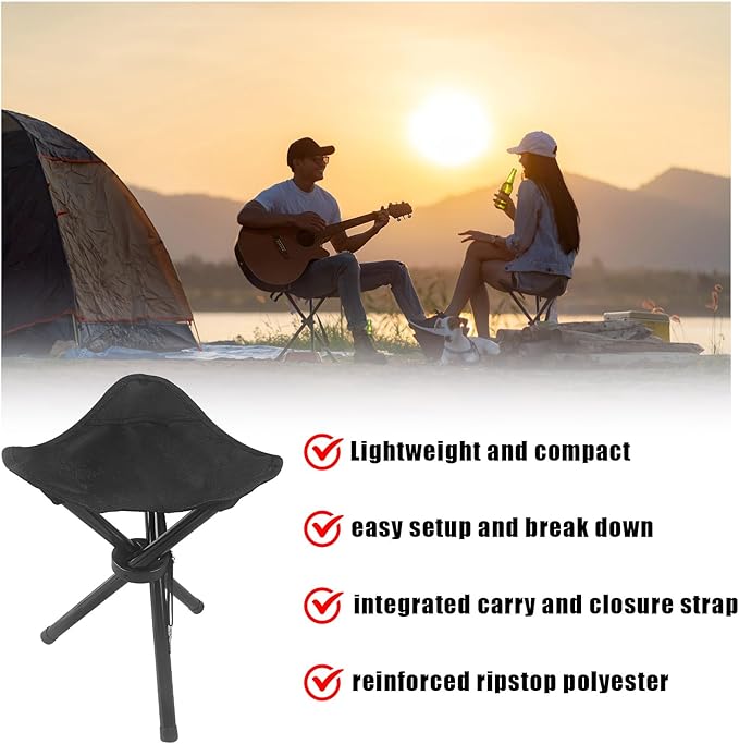 Travel Folding Camping Stool, Outdoor Tripod Seat, Folding Camping Chairs,Fishing Chair for Camping Party Mountaineering Picnic Beach Garden Lawn