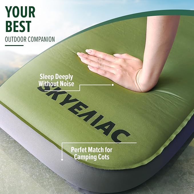 4" Thick Self Inflating Sleeping Pad with 13R Memory Foam, 78" x 29" Camping Mattress with Pump Sack, Portable Roll Up Bed, Inflatable Outdoor Mat for Rooftop Tent Car Truck Van, 4 Season