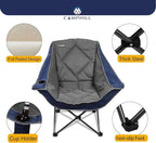 Folding Camping Chair,Oversized Portable Camping Chair with Cup Holder,Heavy Duty Padded Lawn Chair for Camping, Tailgates, Beach, and Sports
