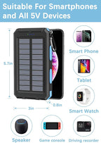 Solar Charger Power Bank - 36800mAh Solar Phone Charger, USB-C QC3.0 Fast Charger with LED Flashlight, IP65 Waterproof Portable Power Bank for Camping, Hiking Outdoor Activities（Blue）