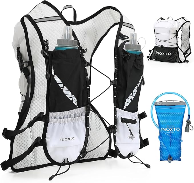 Running Hydration Vest Backpack, Lightweight Water Backpack with 1.6L Water Bladder Daypack for Women Men,Adjustable Running Vest Pack for Trail Running Hiking Cycling Race Marathon