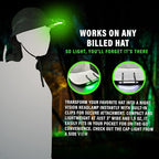 Night Vision Cap Light –Compact, Clip-On Hat Flashlight Powered by AAA | Dual LED Modes for Camping & Hunting | Lightweight Hat Flashlight for Billed Hats Suitable for Outdoor use Camo