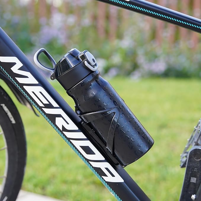 BJPKPK 18oz Insulated Water Bottle With Straw Stainless Steel Double Wall Water Bottles BPA Free Leak Proof Thermo With Lockable Flip Lid And Soft Silicone Spout,Black Leopard