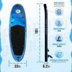 Crew Axel Inflatable Paddle Board 10’33’6” Extra Wide & Lightweight (18lb) Paddle Board – Premium SUP Set Includes 2 Bags, Floating Paddle, Camera Mount, 3 Fins, Dual Pump Kit