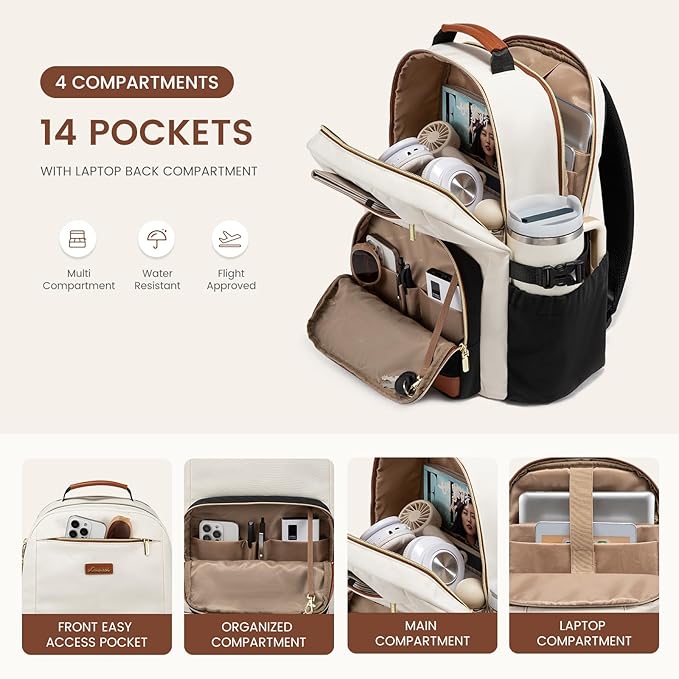 LOVEVOOK Laptop Backpack for Women with Pouch Pocket for Large Capacity Cup,17 Inch Teacher Nurse College Work Travel Backpack Purse,Waterproof Laptop Computer Bags,Grey-Black-Brown+Diamond-shaped