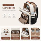 LOVEVOOK Laptop Backpack for Women with Pouch Pocket for Large Capacity Cup,17 Inch Teacher Nurse College Work Travel Backpack Purse,Waterproof Laptop Computer Bags,Grey-Black-Brown+Diamond-shaped