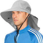 SUN CUBE Wide Brim Sun Hat with Neck Flap, UPF50+ Hiking Safari Fishing Hat for Men Women, Sun Protection Beach Hat