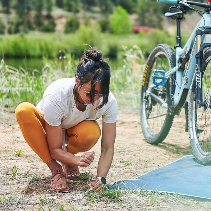 Rumpl Everywhere Mat, Waterproof Picnic Blanket and Ground Mat for Camping, Hiking, and Picnicking, 52x75 Inches, Ocean Fade