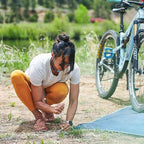 Rumpl Everywhere Mat, Waterproof Picnic Blanket and Ground Mat for Camping, Hiking, and Picnicking, 52x75 Inches, Ocean Fade