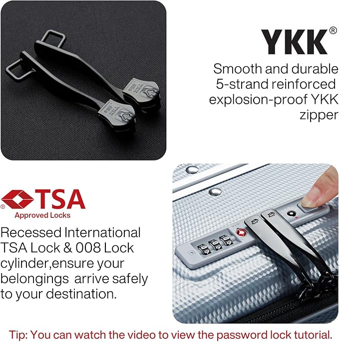 Hanke 20 Inch Carry On Luggage Hard Shell Suitcases with Wheels Luggage Suitcase Travel Luggage for Women Men Rolling Luggage Bags for Business Trip Weekender-Grey