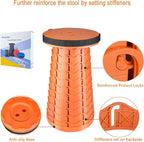 Boreeman Upgraded Folding Stool Lightweight Yet More Sturdy with Load Capacity 400lbs Portable Collapsible Stool for Camping Fishing Hiking BBQ (All Orange)