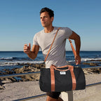 Gym Bags for Men with Side Pocket, 38L Sports Gym Duffle Bag with Adjustable Strap&Shoe Compartment, Large Waterproof Sport Duffel Bags for Travel, Sports, Fitness&Workout(Black/Brown)
