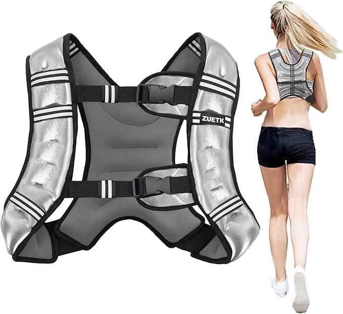 Weighted Vest, 6lb/8lb/12lb/16lb/20lb/25lb/30lb Weight Vest with Reflective Stripe, Weighted Vest for Men Women Workout Equipment for Strength Training, Running, Jogging, Fitness, Weight Loss