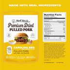 Meat Shredz - Premium Dried Pulled Pork (Carolina BBQ - Sweet Mustard, 4 Pack) | Gluten Free | High Protein & Low Sugar | Bacon Bits | Dehydrated Backpacking & Camping Food | Shredded, Dried Jerky Chew Snack