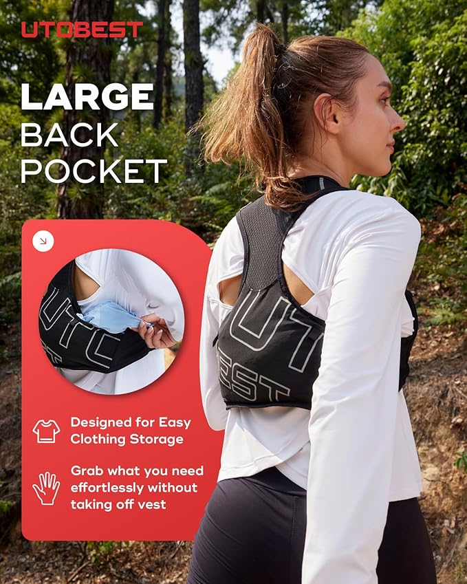 UTOBEST Running Vest for Women Men, Ultra-Light Minimalist Hydration Vest, Breathable Reflective Running Gear for Trail Hiking Jogging