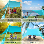 FBSPORT Beach Tent Sun Shelter, Portable Beach Shade Canopy UPF50+ with Sandbags for Outdoor Family Camping, Fishing, Backyard Fun, Picnic, 7 x 7ft