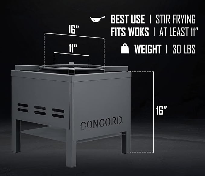 Concord Professional Single Banjo Wok Burner with Stand. Drop In Wok Edition. Up to 270,000 BTU. Great for Home Brewing, Wok Stir Fry, Turkey, Etc. (16")