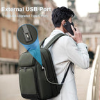 FENRUIEN 17 Inch Travel Backpack Green, Expandable Water Resistant Computer Backpack with USB Port, Laptop Bag for Business/College/Work