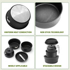 Camping Cookware Set, Non-Stick Lightweight Aluminum Camping Pot and Pan Set with Kettle for Backpacking, Hiking, Outdoor Cooking and Picnic