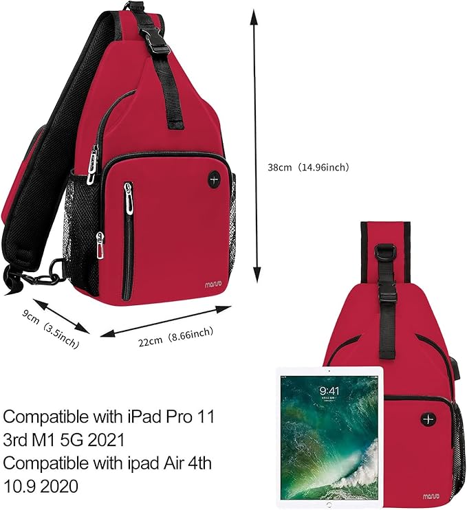 MOSISO Sling Backpack Bag, Crossbody Shoulder Bag Travel Hiking Daypack Chest Bag with Front Square Pocket&USB Charging Port