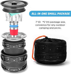 Odoland 15pcs Camping Cookware Mess Kit, Non-Stick Lightweight Pots Pan Set with Stainless Steel Cups Plates Forks Knives Spoons for Camping, Backpacking, Outdoor Cooking and Picnic