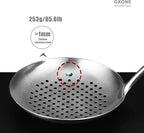 Slotted Spoon,304 Stainless Steel Skimmer Spoon with Heat Resistant Wooden Handle,Silver/15.8Inch