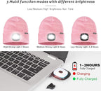 ATNKE LED Lighted Beanie Hat,USB Rechargeable 4 LED Running Headlamp Bright Cap with The Light Gifts for Men and Women