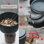 Alocs Camping Cookware Set Camping Gear, Compact Camping Pots and Pans Set, Durable Hard Alumina Camping Cooking Set for Outdoor Backpacking Camping Hiking Picnic, Included Mesh Carry Bag.