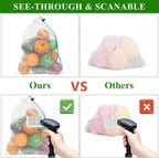 Set of 12 Washable Mesh Produce Bags - 12 Small Red (8"x12") See-Through Mesh Bags for Storage, Fruit, Vegetable, Toy